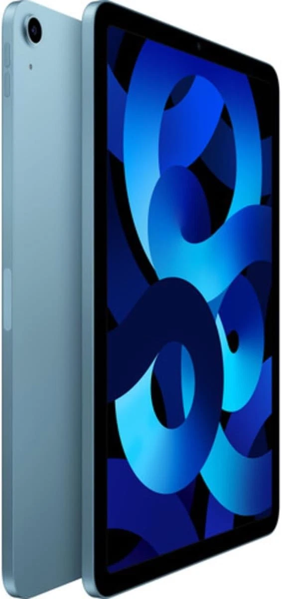 iPad Air M1 azul, imagen referencial frontal y posterior