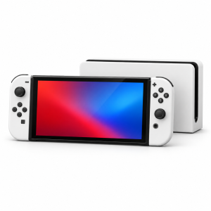 Imagen referencial de Nintendo Switch OLED con Joy-Con blancos y base